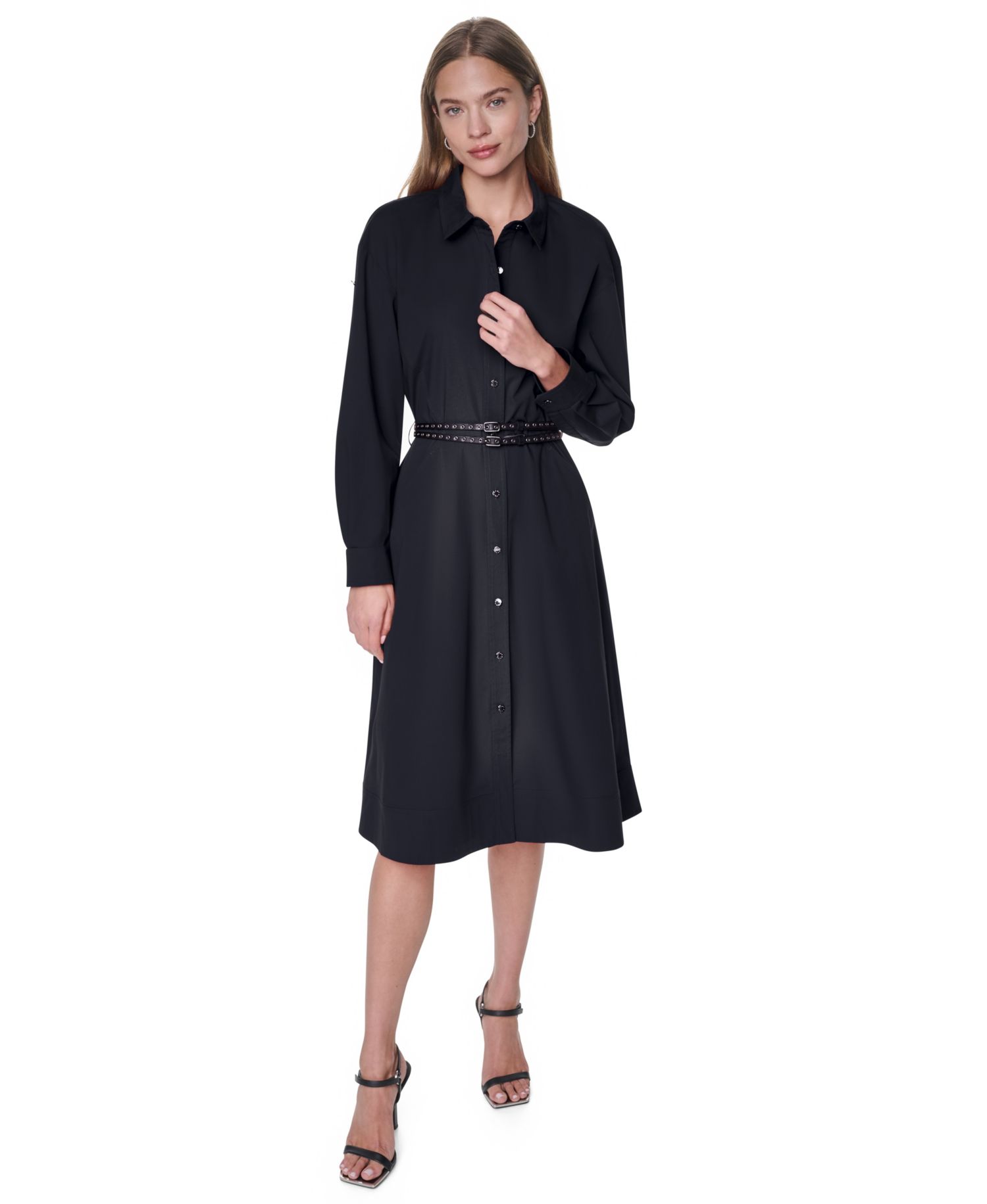 Petite Roll-Tab Button-Down Dress