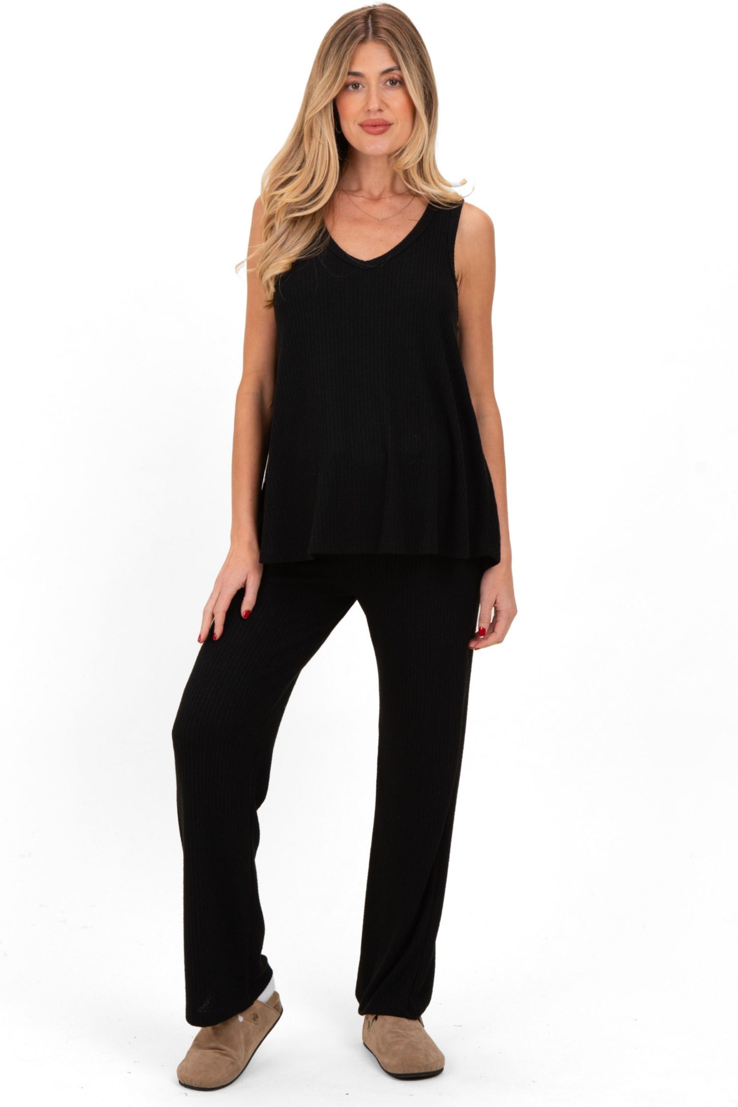 Women's Rib Knit Tank and Pant Set