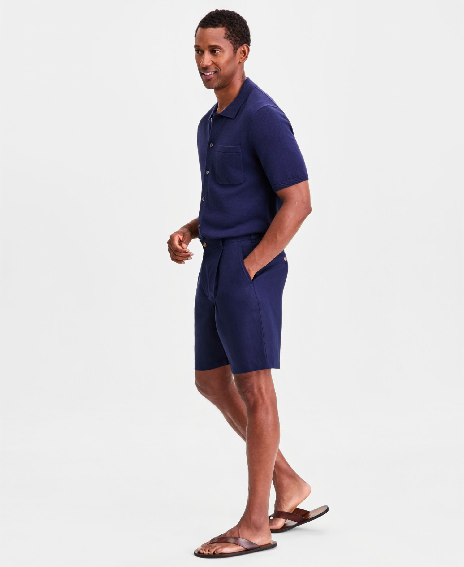 Men's Linen Pleated Shorts