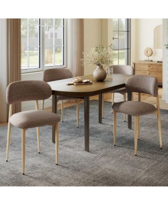 Set of 4 Farmhouse Fabric Dining Chairs with Metal Legs