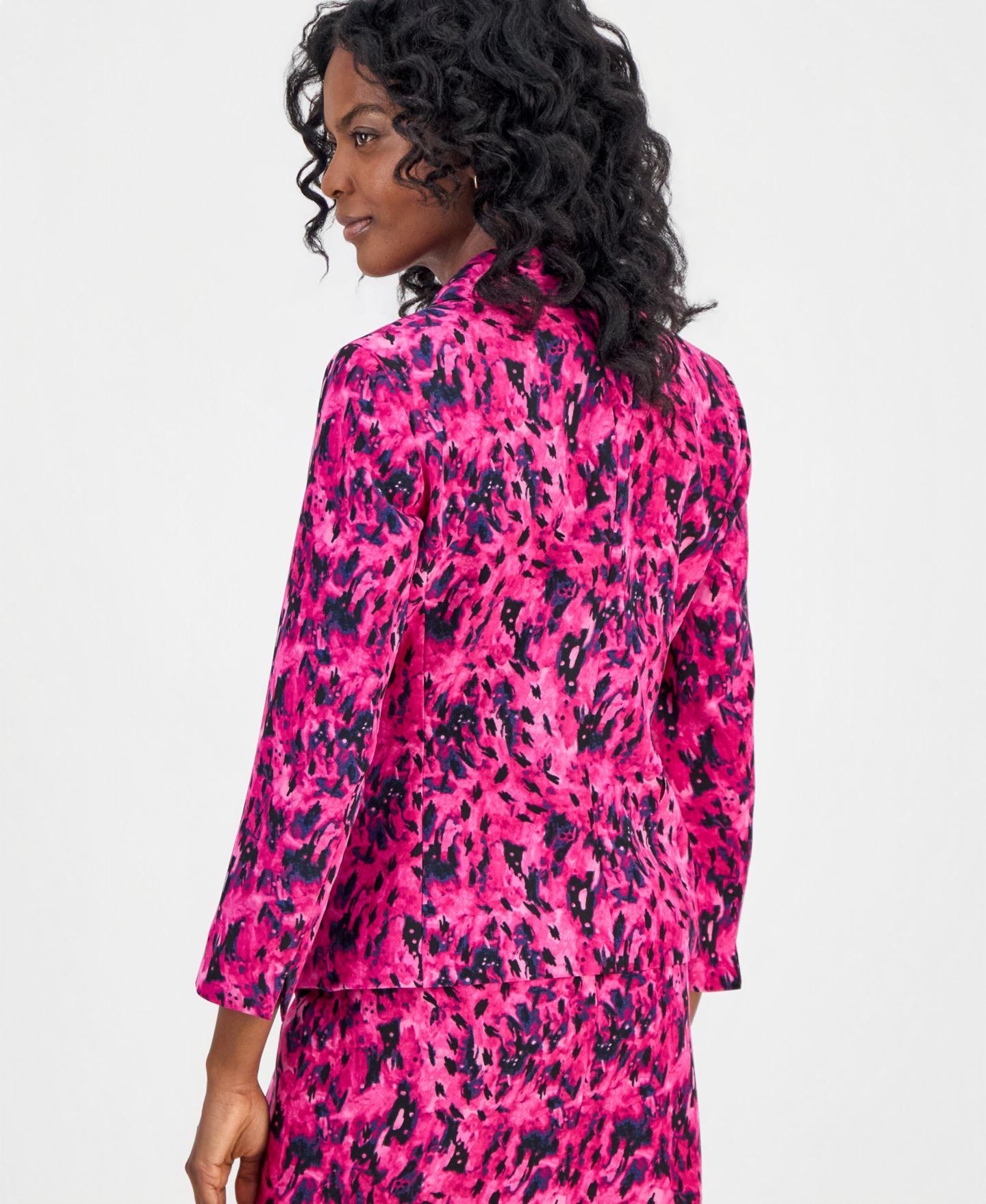 Женский пиджак Kasper Printed Shawl-Collar Scuba Blazer, цвет: Разноцветный — фото 4