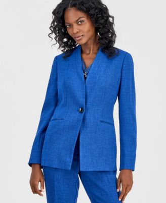 Women's Collarless One-Button Jacket, Regular & Petite