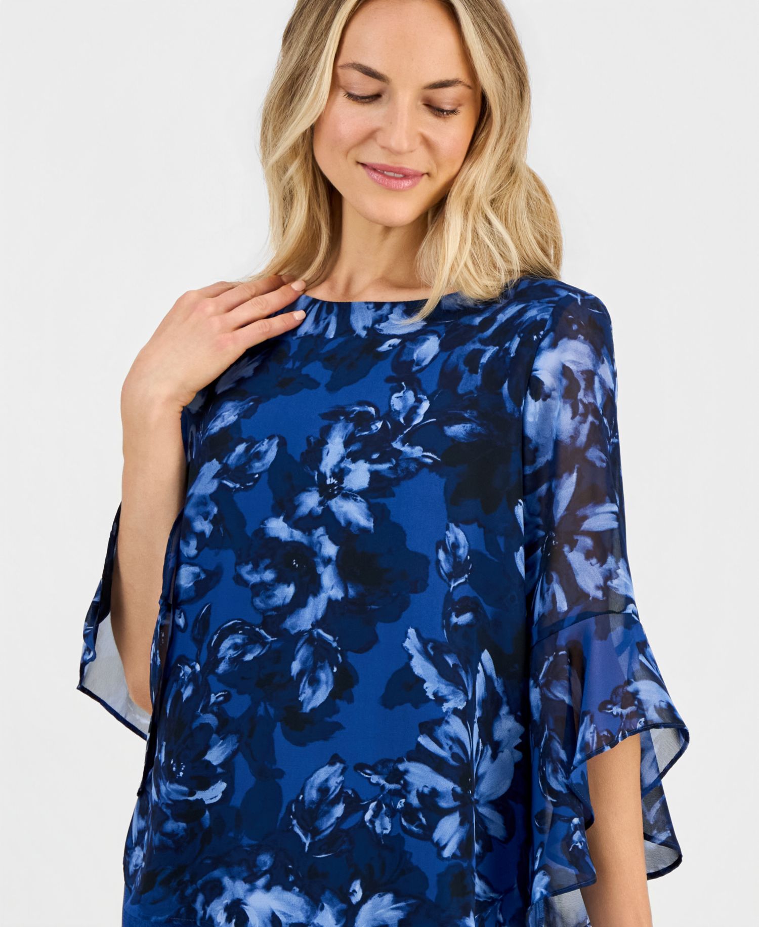 Women's Boat-Neck Ruffle-Sleeve Blouse