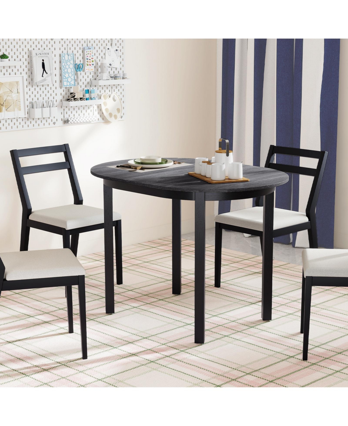 Gymax Wooden Dining Table w/Rubber Wood Legs for 2-4 People Load 260 Lbs