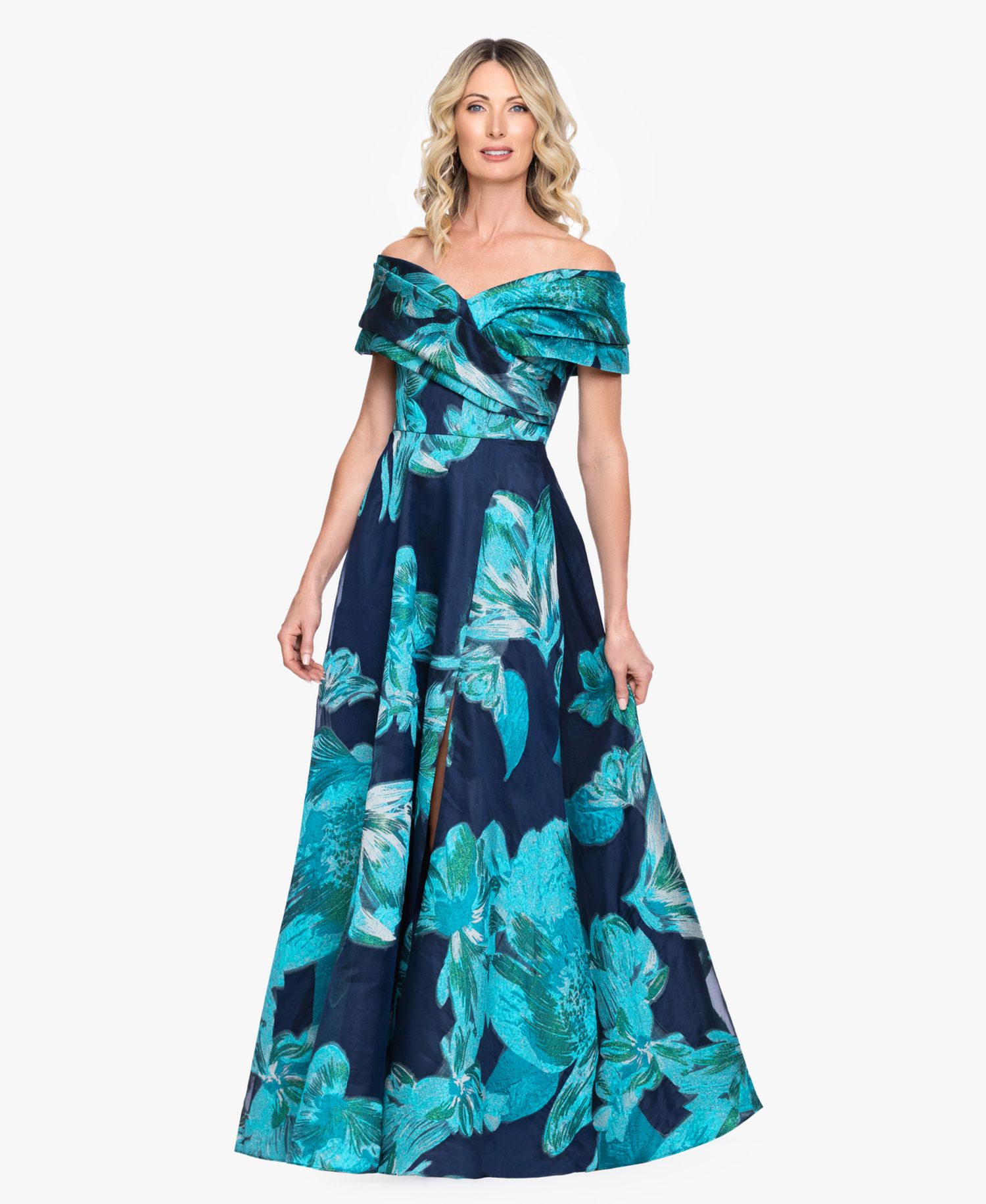 Women's Strapless Off-The-Shoulder Floral A-Line Ball Gown