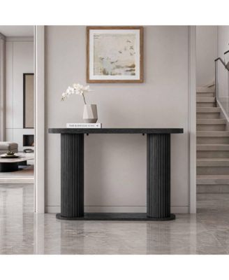 Fluted Console Table, 42.5 Inch Narrow Wood Entryway Table with Storage Shelf, Sofa Table Behind the Couch, for Hallway, Living Room,Foyer