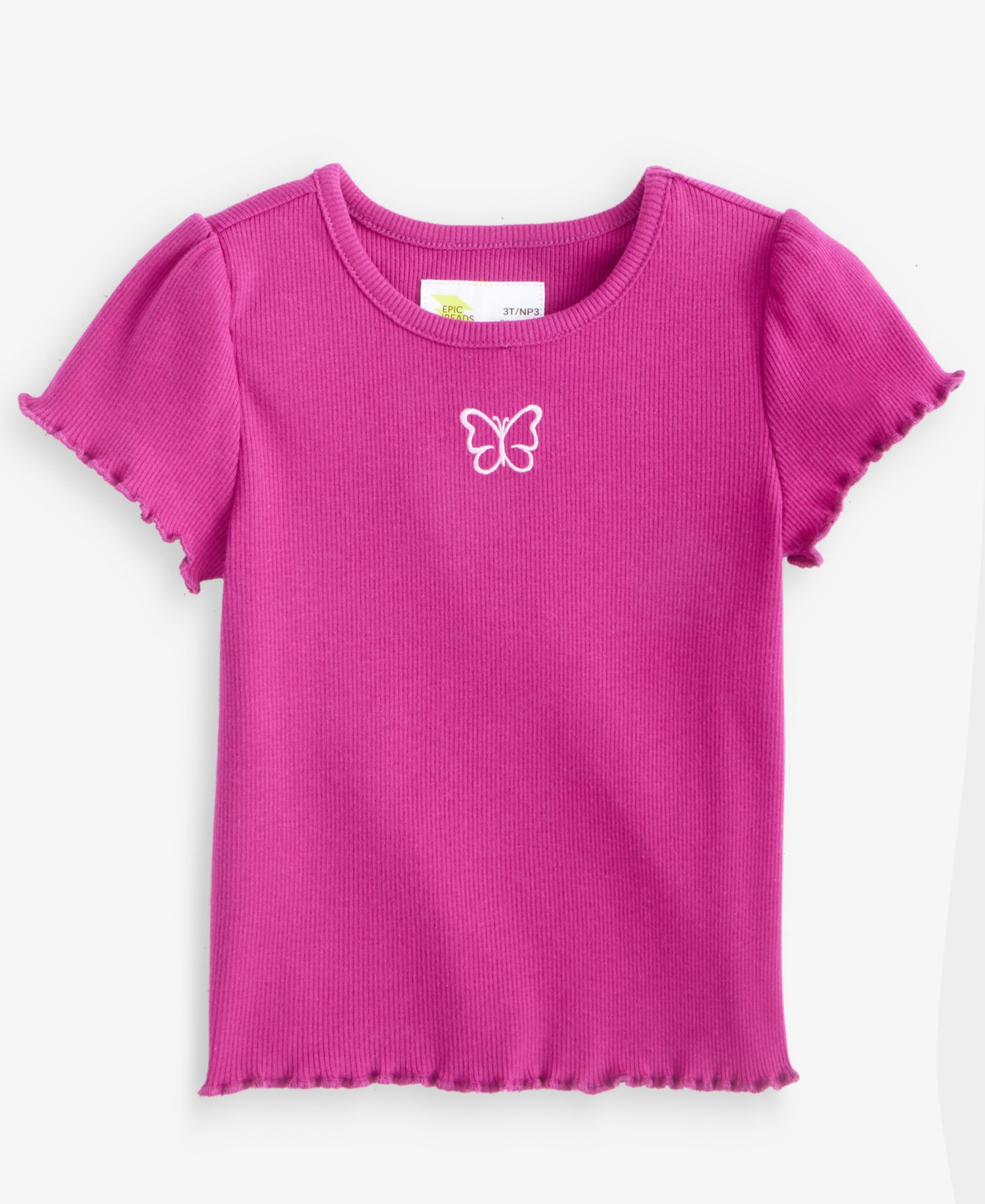 Toddler Girls' 12M-5T Puff-Sleeve Ribbed T-Shirt