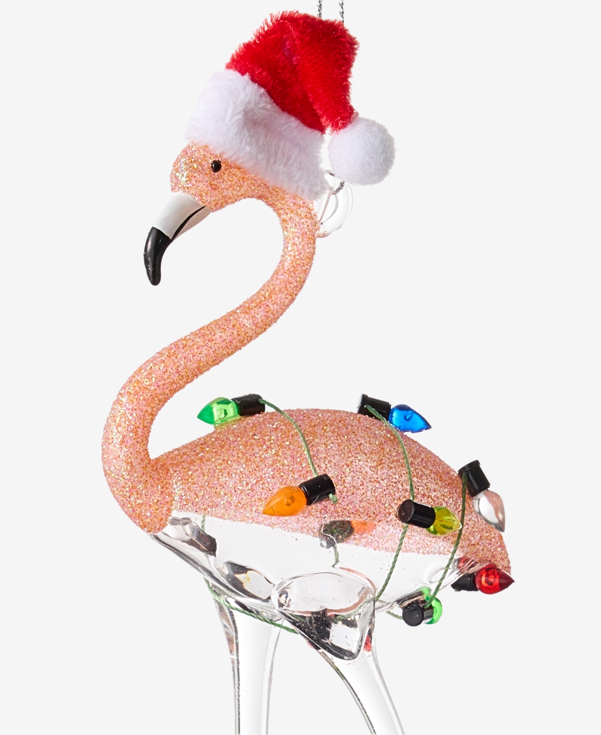 Holiday Lane Florida Santa Flamingo Glittered Ornament, Macy's Exclusive