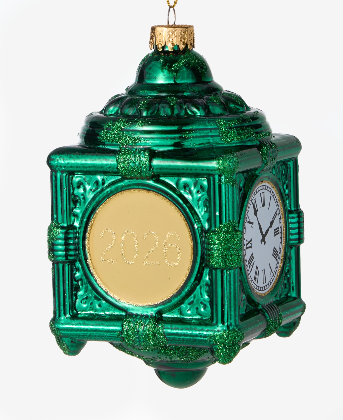 Holiday Lane Marshall Fields Green Clock Ornament, Macy's Exclusive