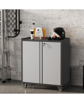 Heavy Duty Metal Locking Garage Tool Cabinet with Adjustable Shelf, Rolling Wheels