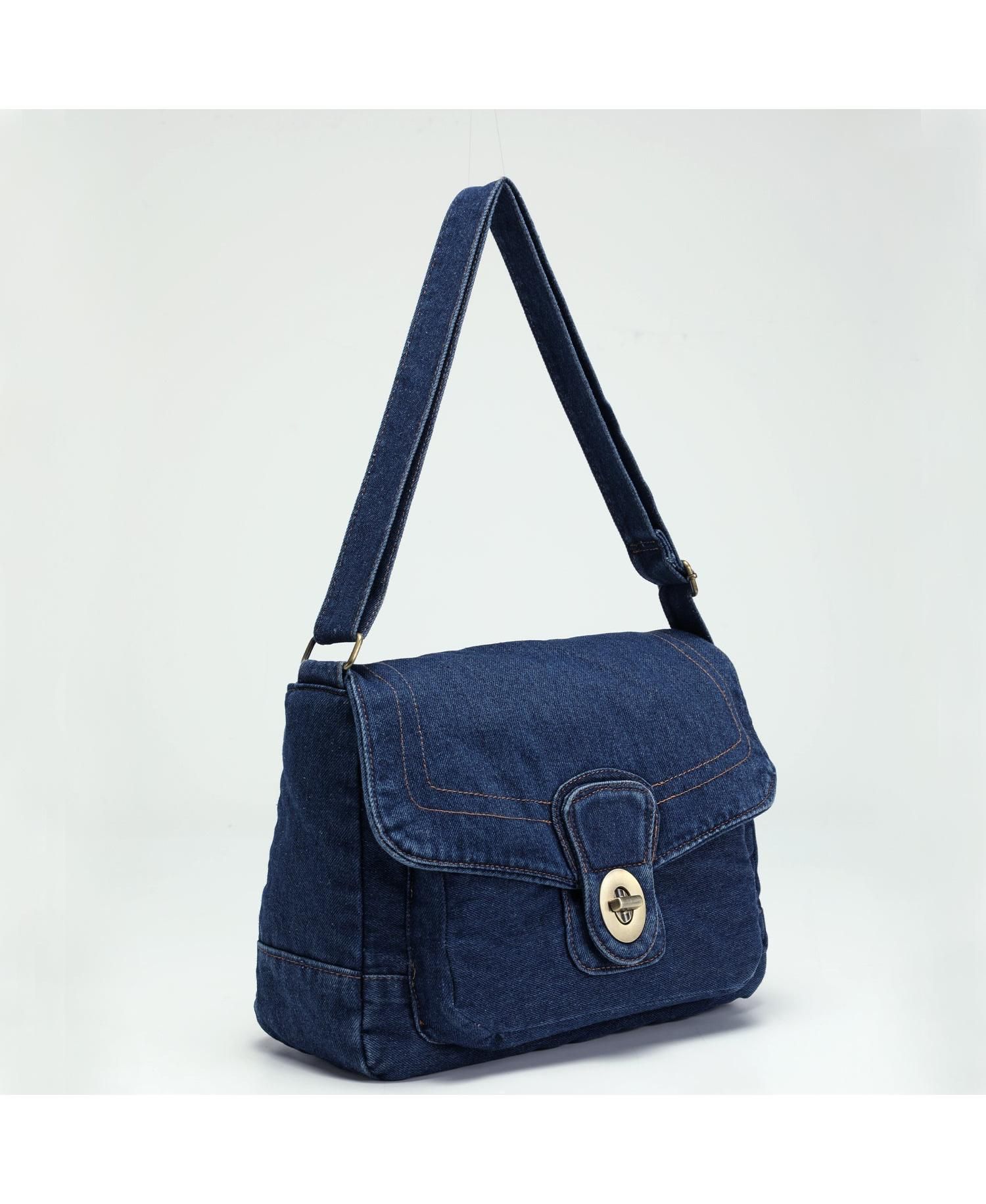 Luma Denim Flap Shoulder Bag Crossbody Purse Casual Blue Jean Handbag Adjustable Strap Everyday Small Medium Messenger Bag