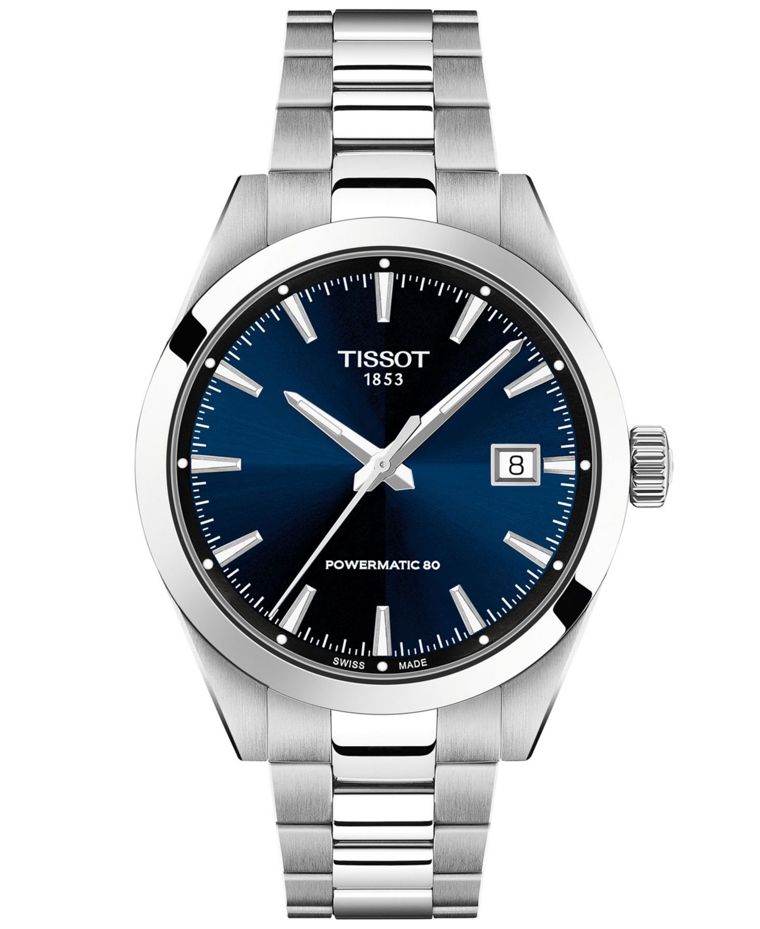Men's Round Silver Stainless Steel Watch 38mm