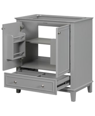 29.5 Inch Freestanding Bathroom Vanity Base with Adjustable Shelf, Solid Wood and MDF Storage Cabinet