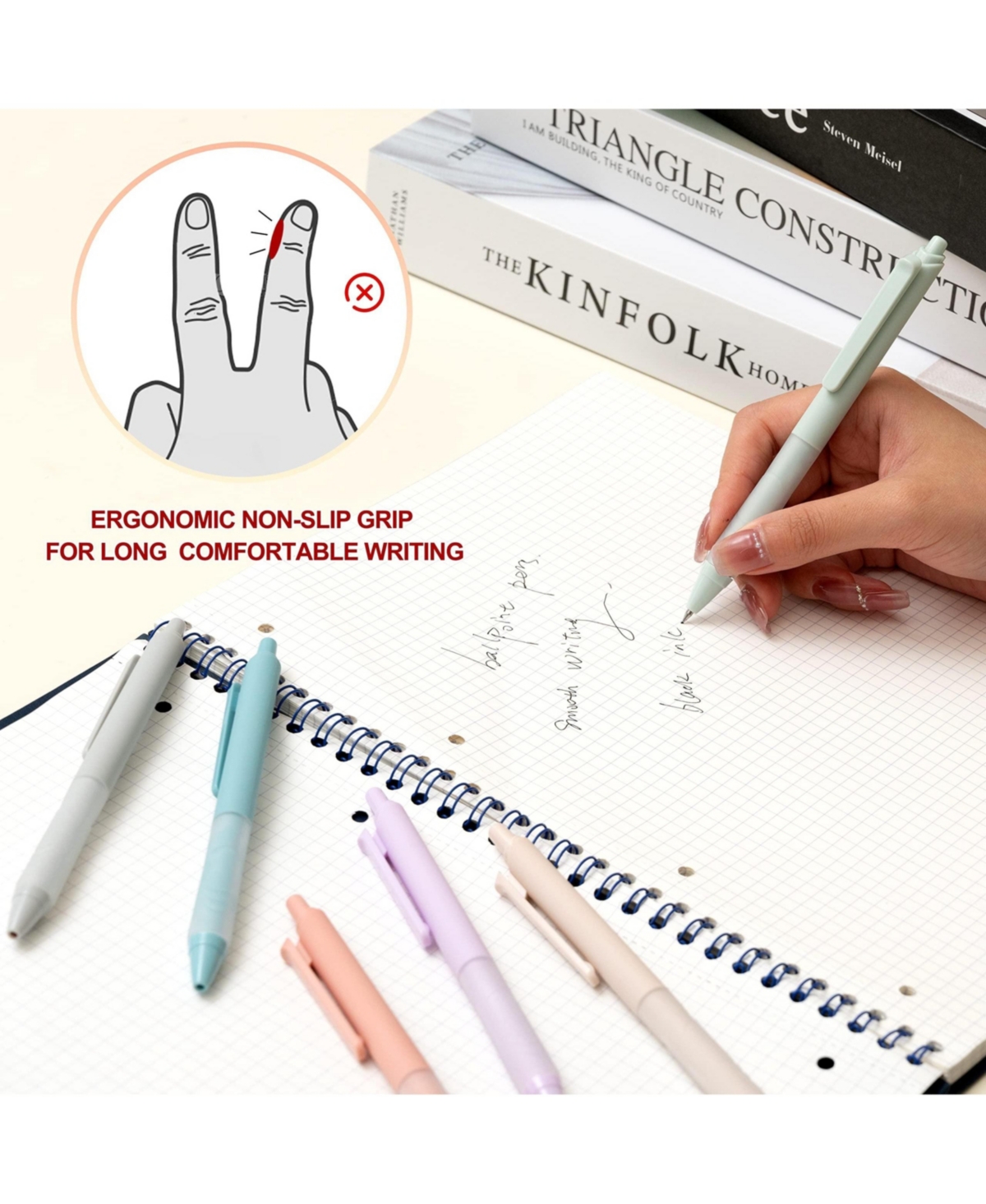 Gnuadz Ballpoint Pen Soft Grip Retractable 1mm Medium Point