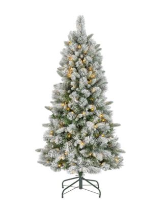 5 ft Pre-Lit Natural Cut Lightly Flocked Artificial Pine Tree