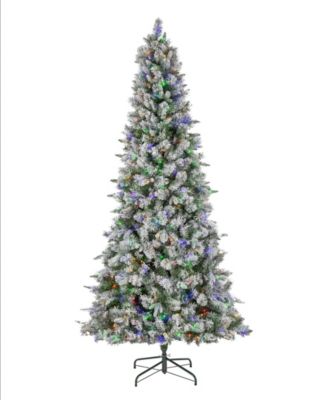 9 ft Pre-Lit Natural Cut Lightly Flocked Artificial Pine Tree