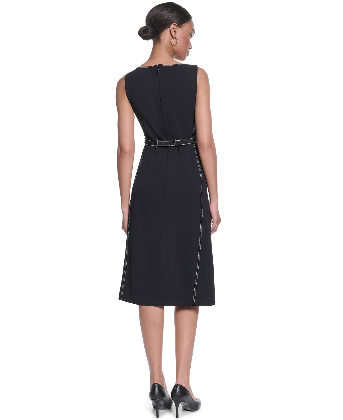 KARL LAGERFELD PARIS Women's Scuba Crepe Knee-Length Dress view 4 — MAYCSS fashion products