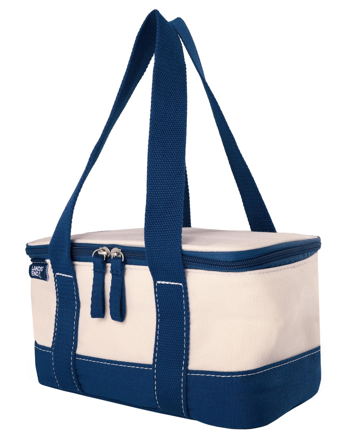 Lands' End Rectangular Small Cooler Bag Insulated 1.5 Gal, Canvas Soft with Tote Handles and Zip Closure