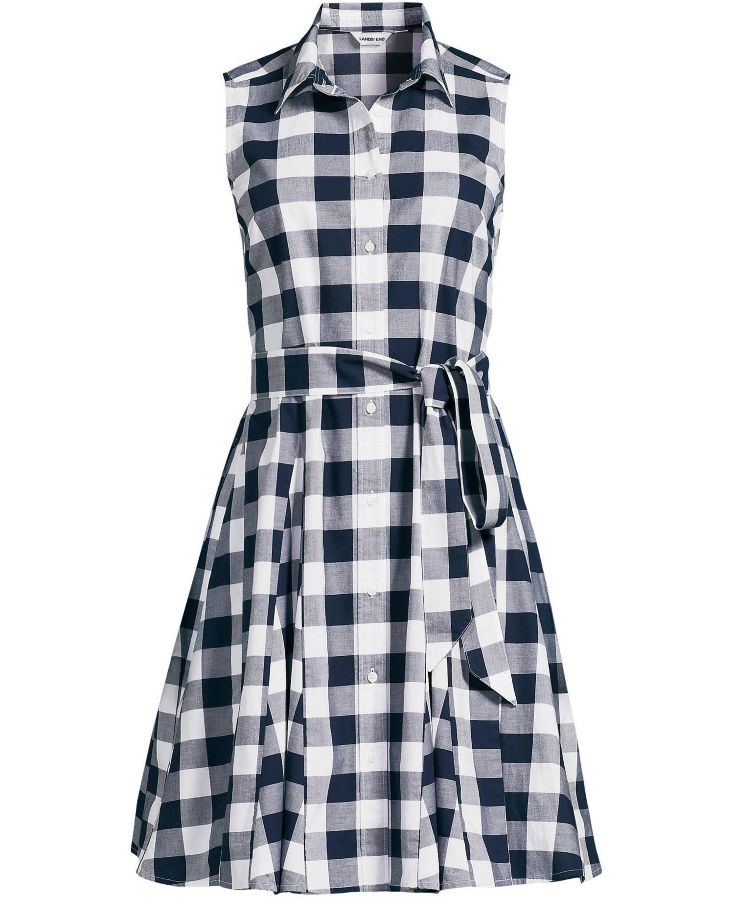 Women's Poplin Button Front Dress with Godets