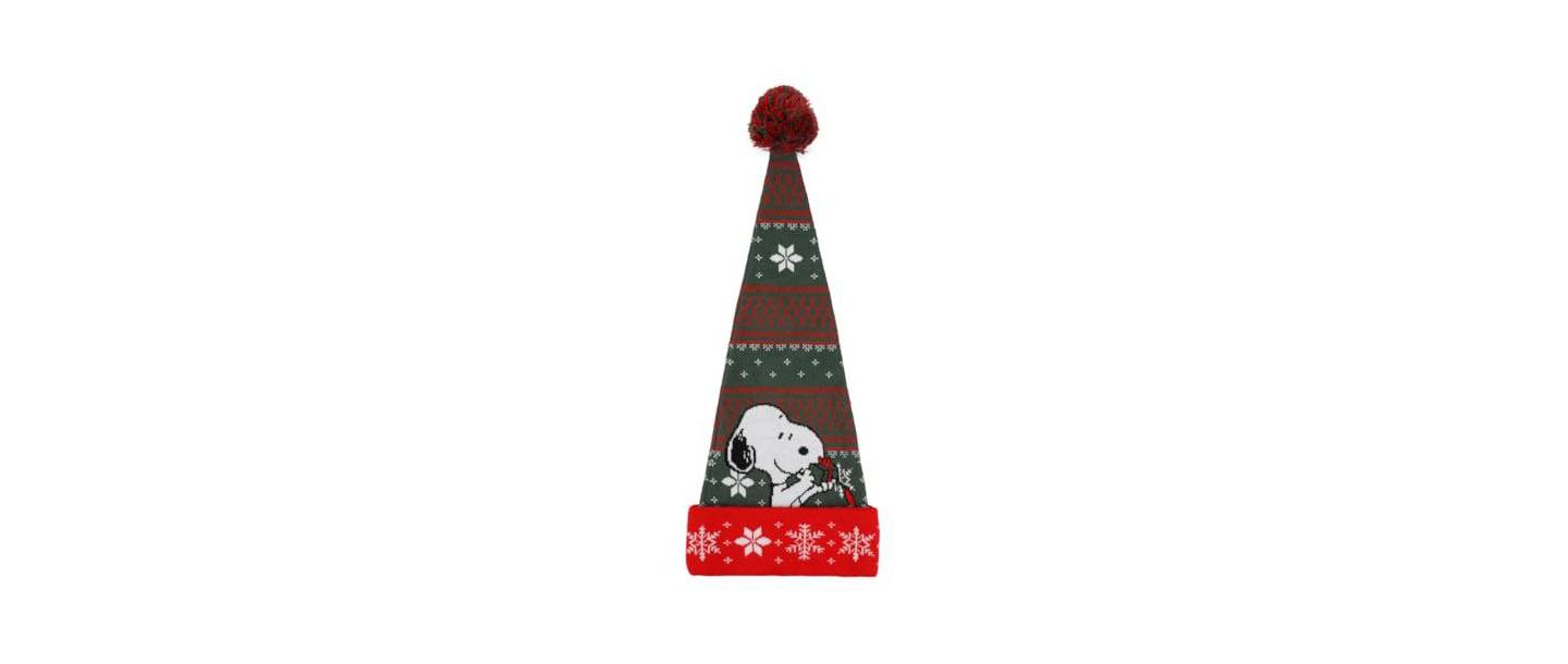 Мужской головной убор Peanuts Snoopy With Present Red and Green Santa Hat, цвет: Красный — фото 6