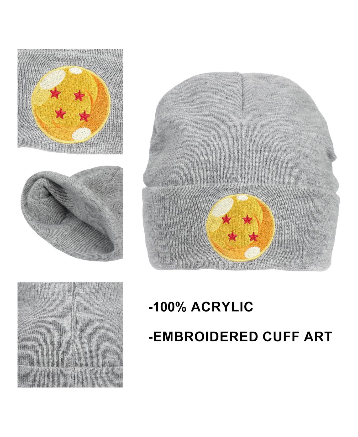 Men's 4 Star Dragonball Heather Acrylic Knit Cuff Beanie