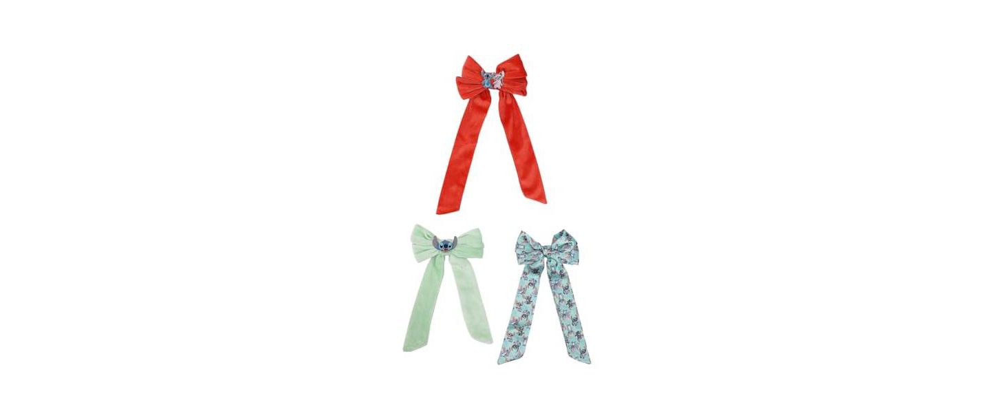 Детские аксессуары для волос Hello Kitty Disney Stitch and Angel 3-Piece Bow Clips Set, цвет: Dsc 3-Piece Angel — фото 3