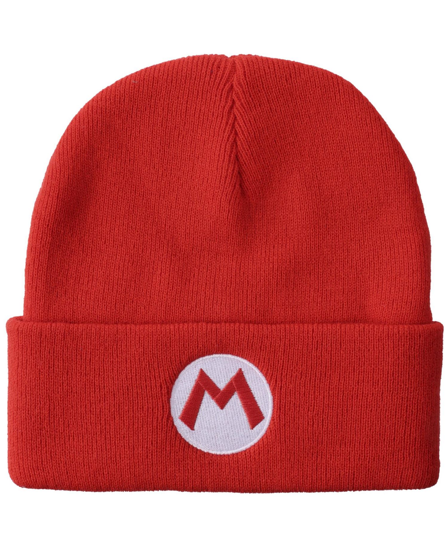 Men's Embroidered M Logo On Red Cuff Beanie