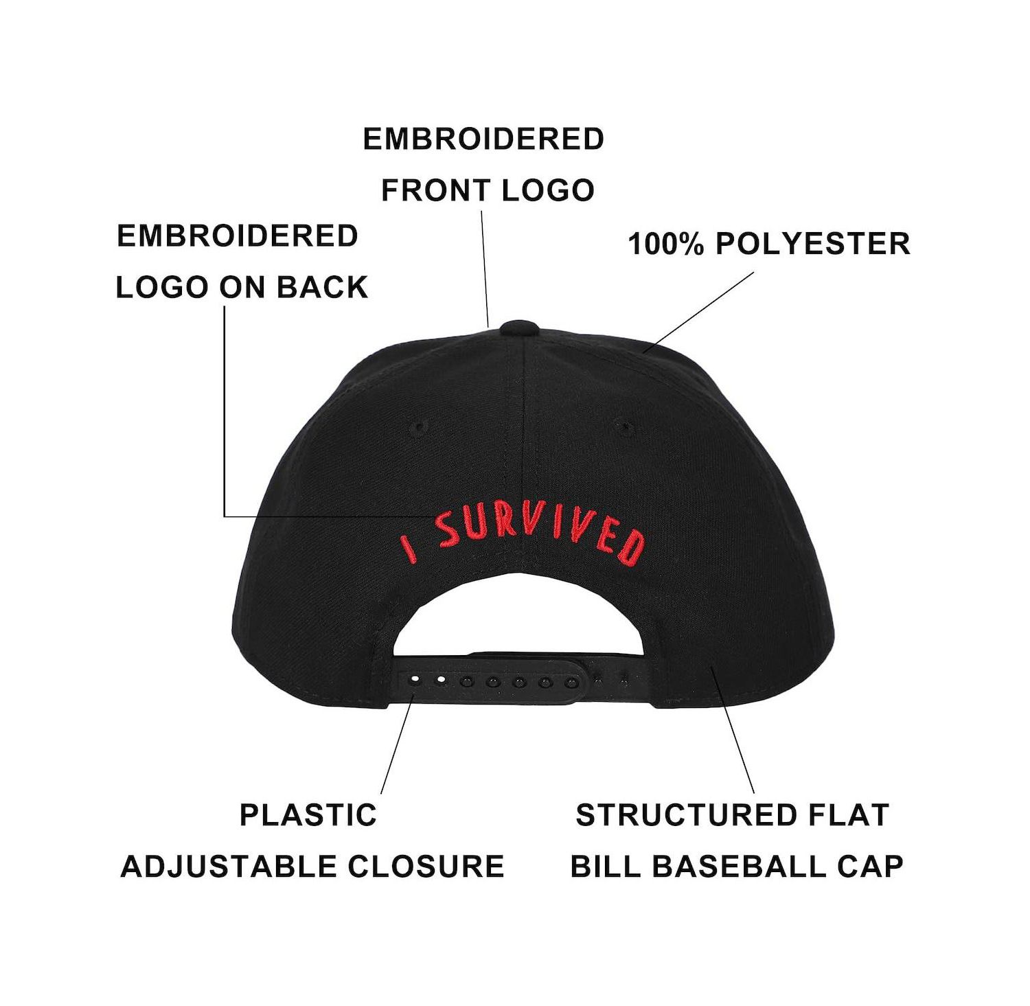 Men's I Survived Flat Bill Baseball Cap