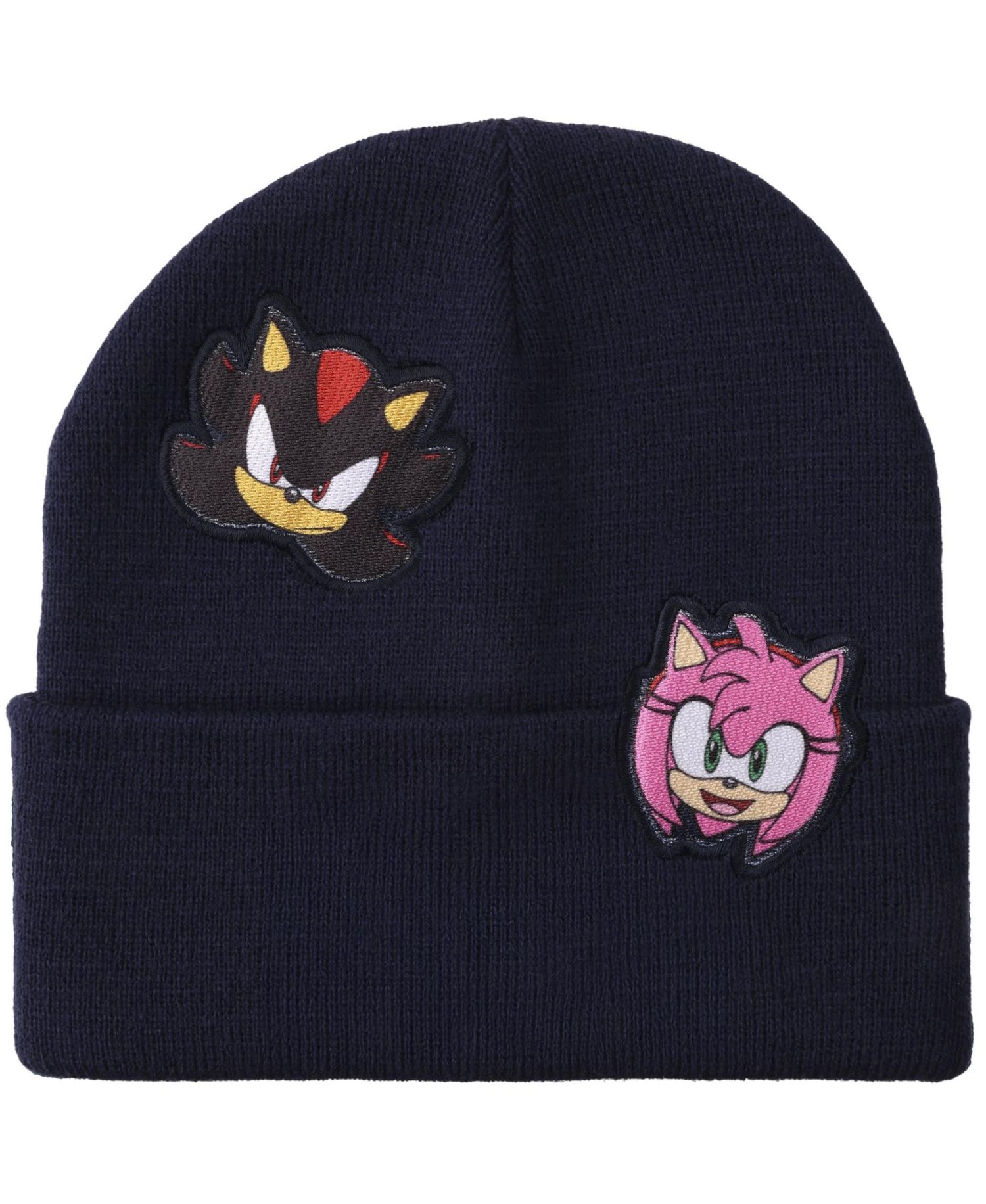 Men's Printed Character Patches Navy Cuff Beanie