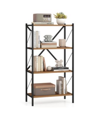 4-Tier Bookshelf Industrial Bookcase with Heavy-Duty Metal Frame for Living Room