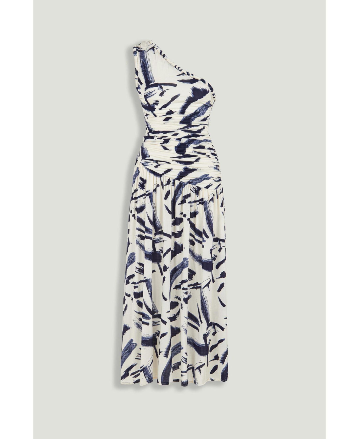 Women's Printed One-Shoulder Draped Midi Dress