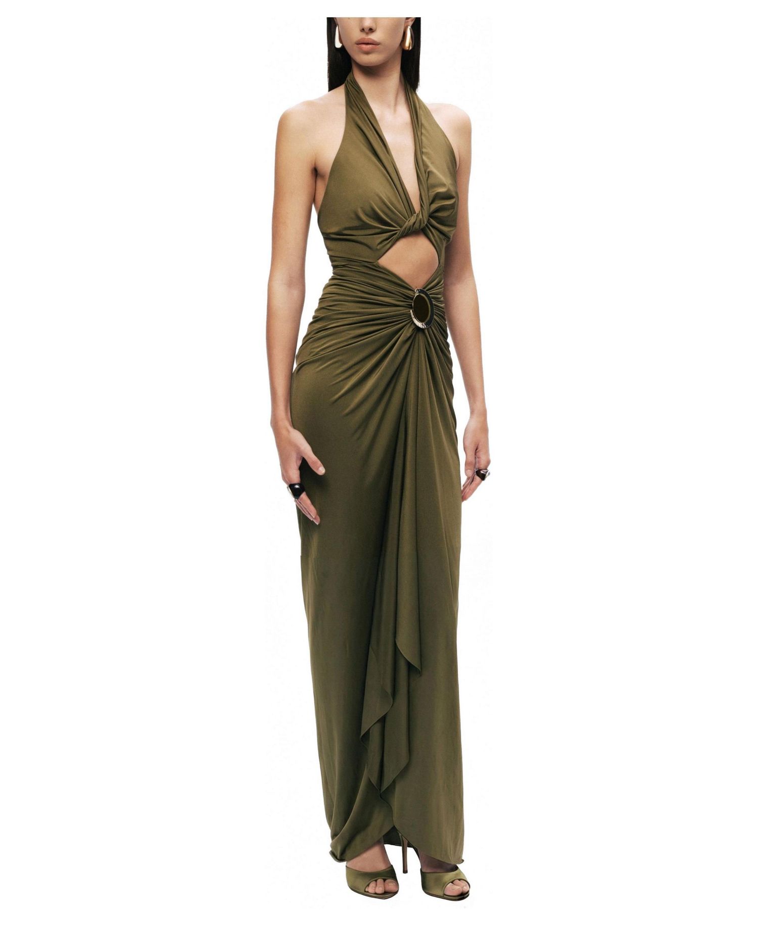 Women's Cut-Out Halter Maxi Dress