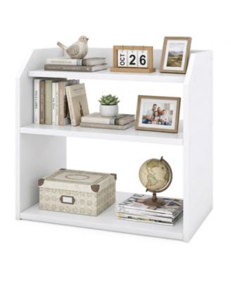 3-Tier Desktop Bookshelf with Raised Top Guardrails Space-Saving Desk Display Shelf