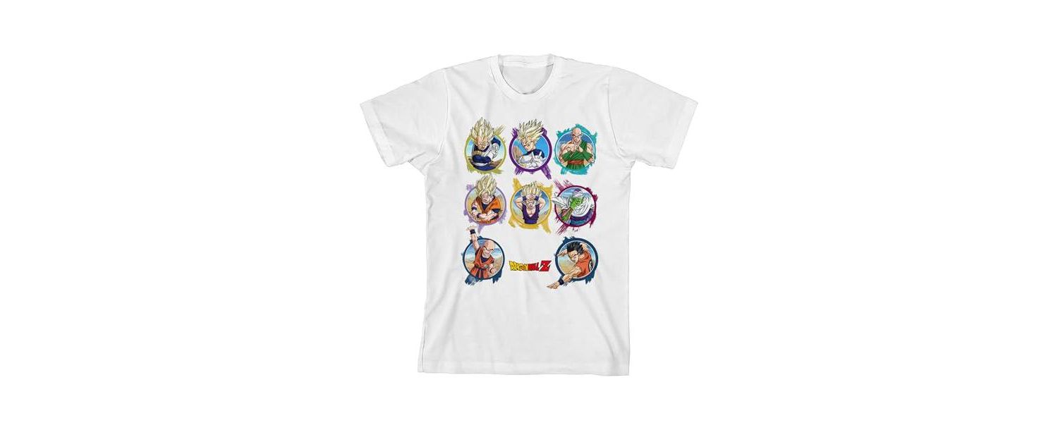 Character Circles Crew Neck Short Sleeve Boy's White T-shirt-XS