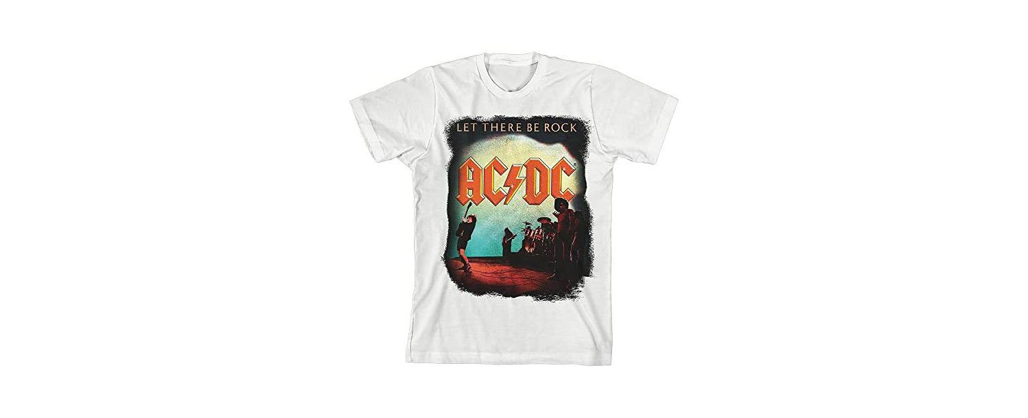 Let There Be Rock ACDC Youth Boy's White T-shirt-Medium