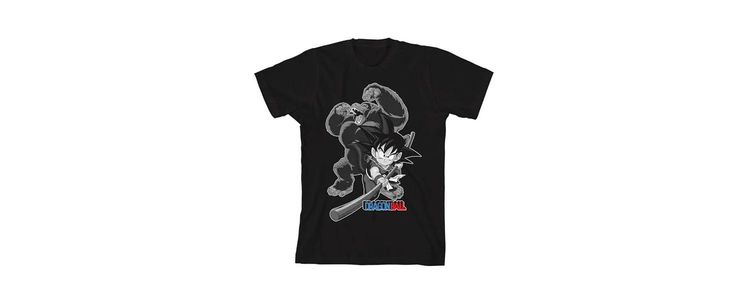 Dragon Ball Goku Giant Ape Transformation Crew Neck Short Sleeve Boy's Black T-shirt-XS