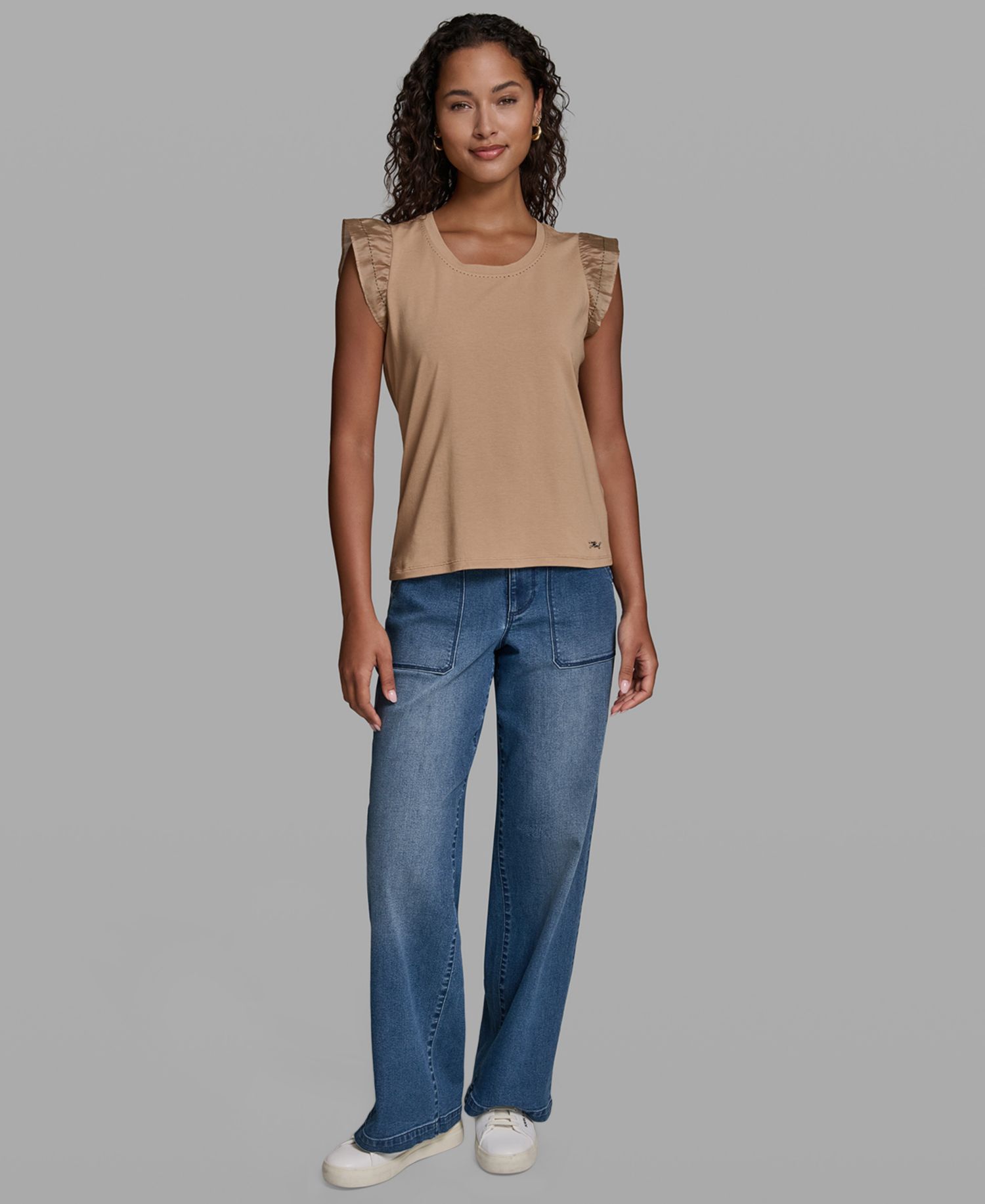 Women's Sleeveless Ruffle Knit Top