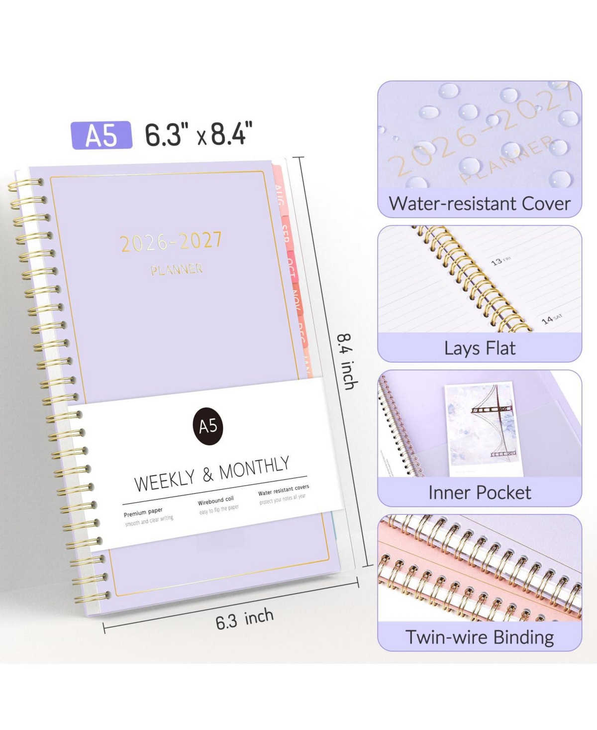 Gnuadz Academic Planner 2026-2027 Weekly Monthly A5