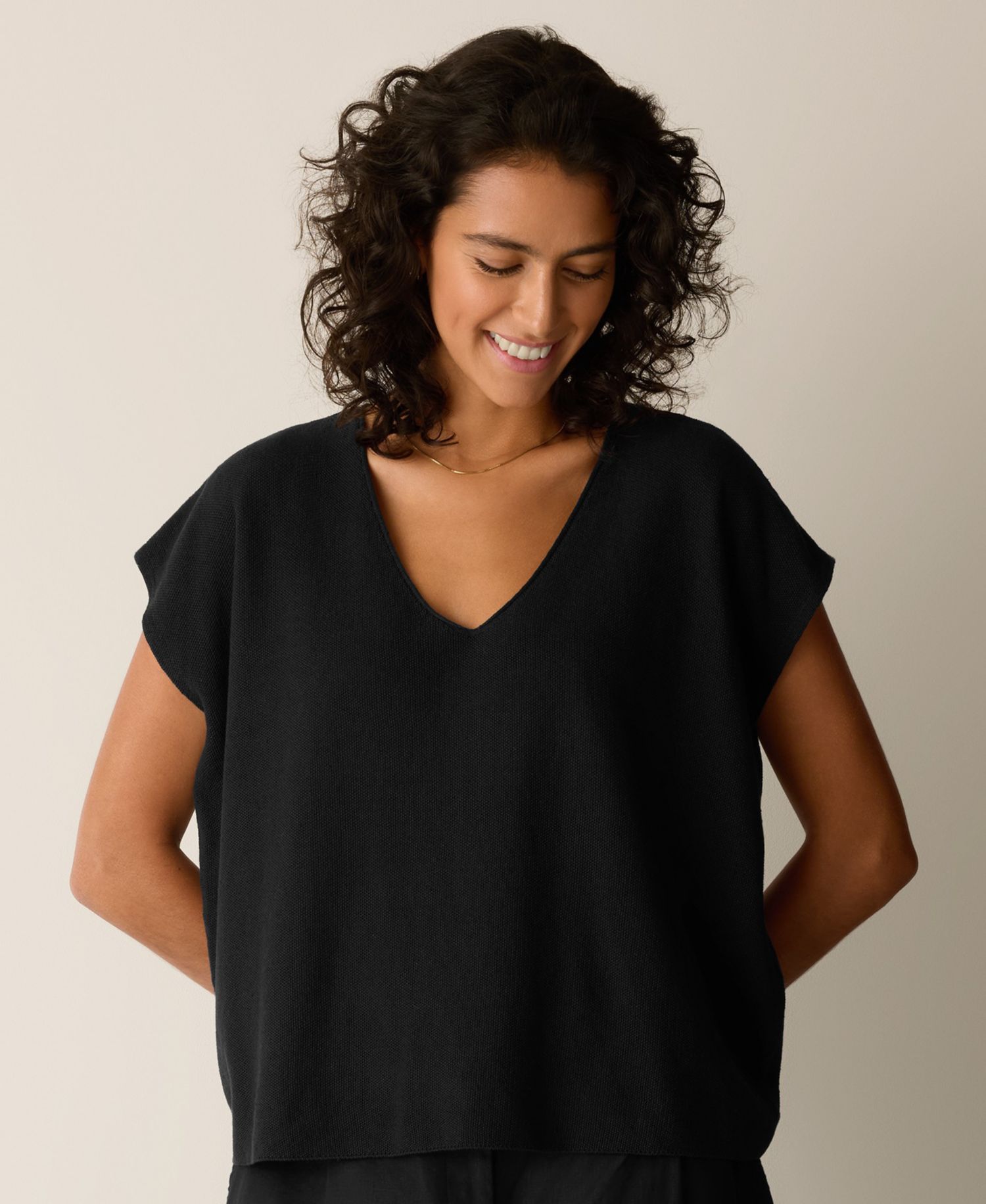 Women's V-Neck Cap-Sleeve Sweater