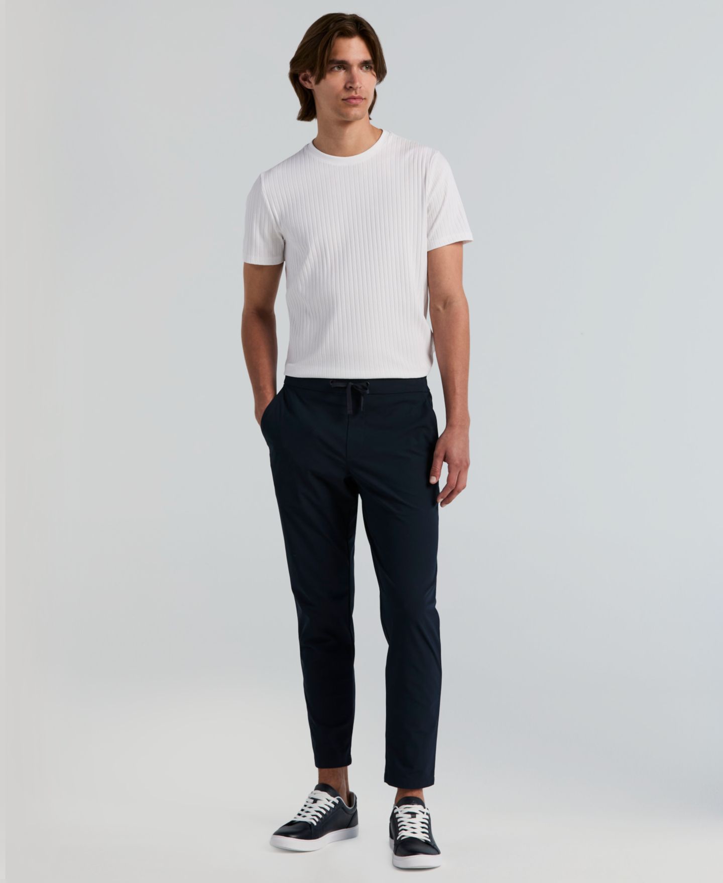 Мужские брюки Perry Ellis Slim Tapered Drawstring, цвет: Тёмный сапфировый — фото 2