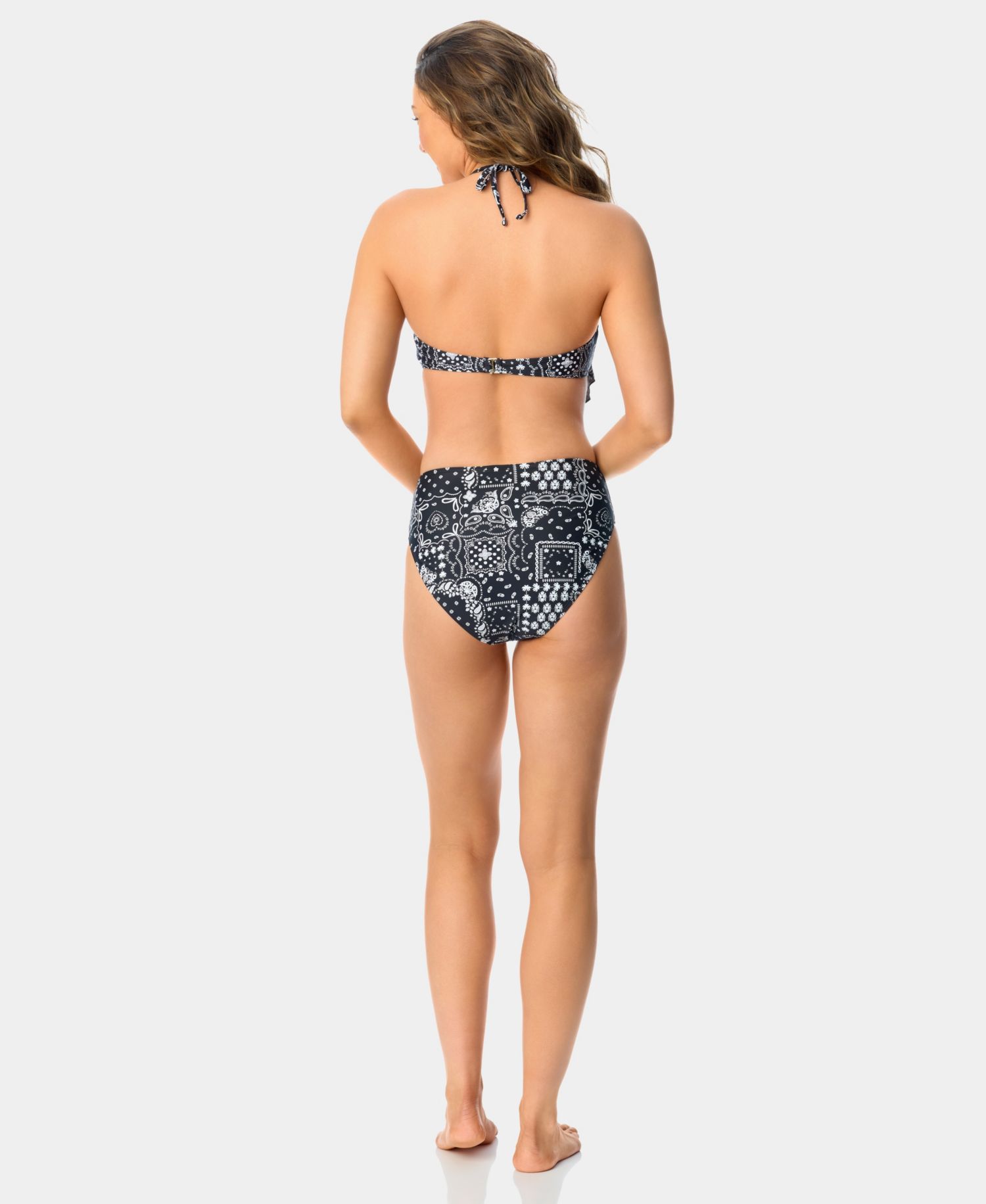Women's Bandana Print Bandeau Neck Swim Bikini Top