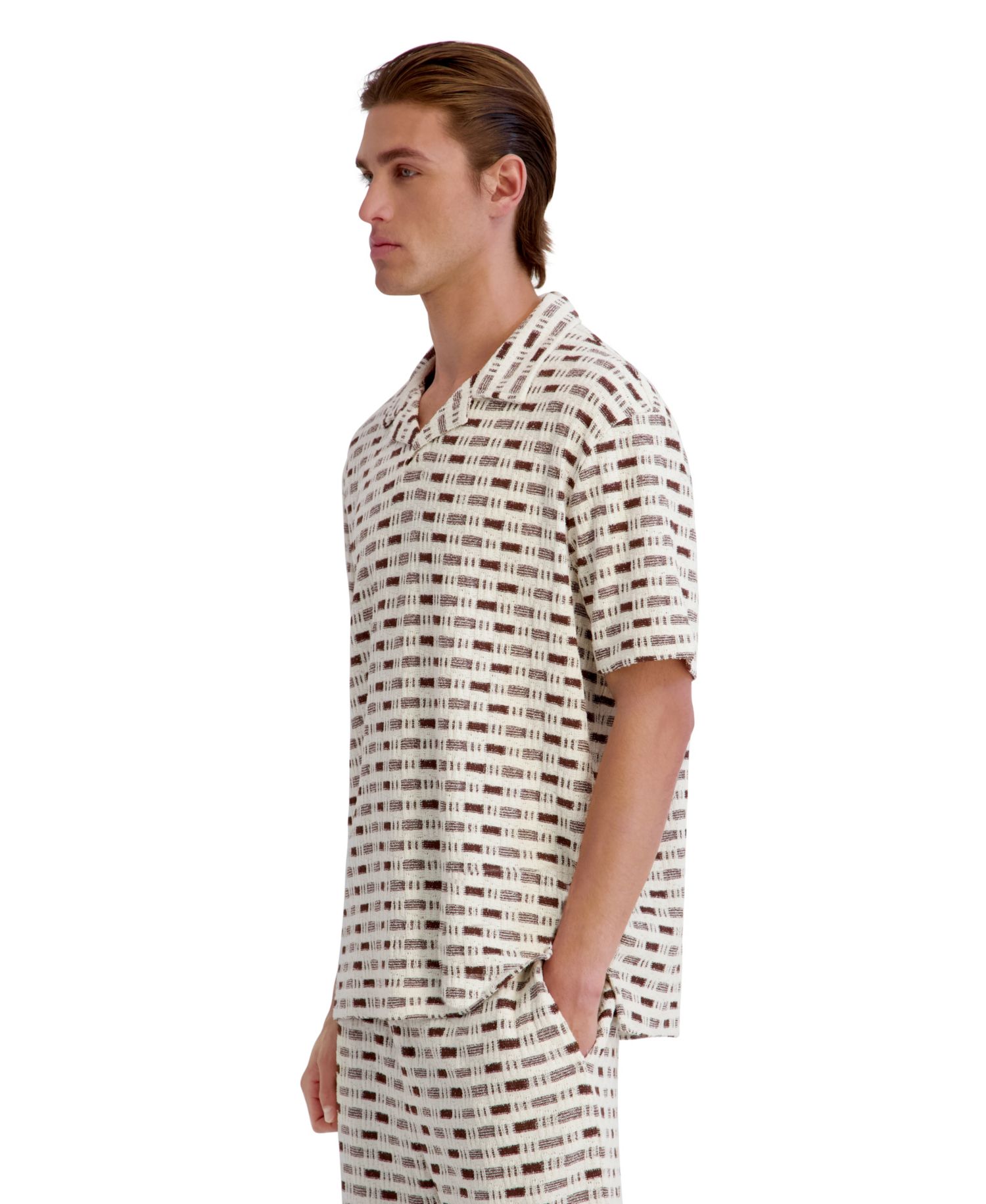 Men's Print Short-Sleeve Johnny Collar Polo Shirt