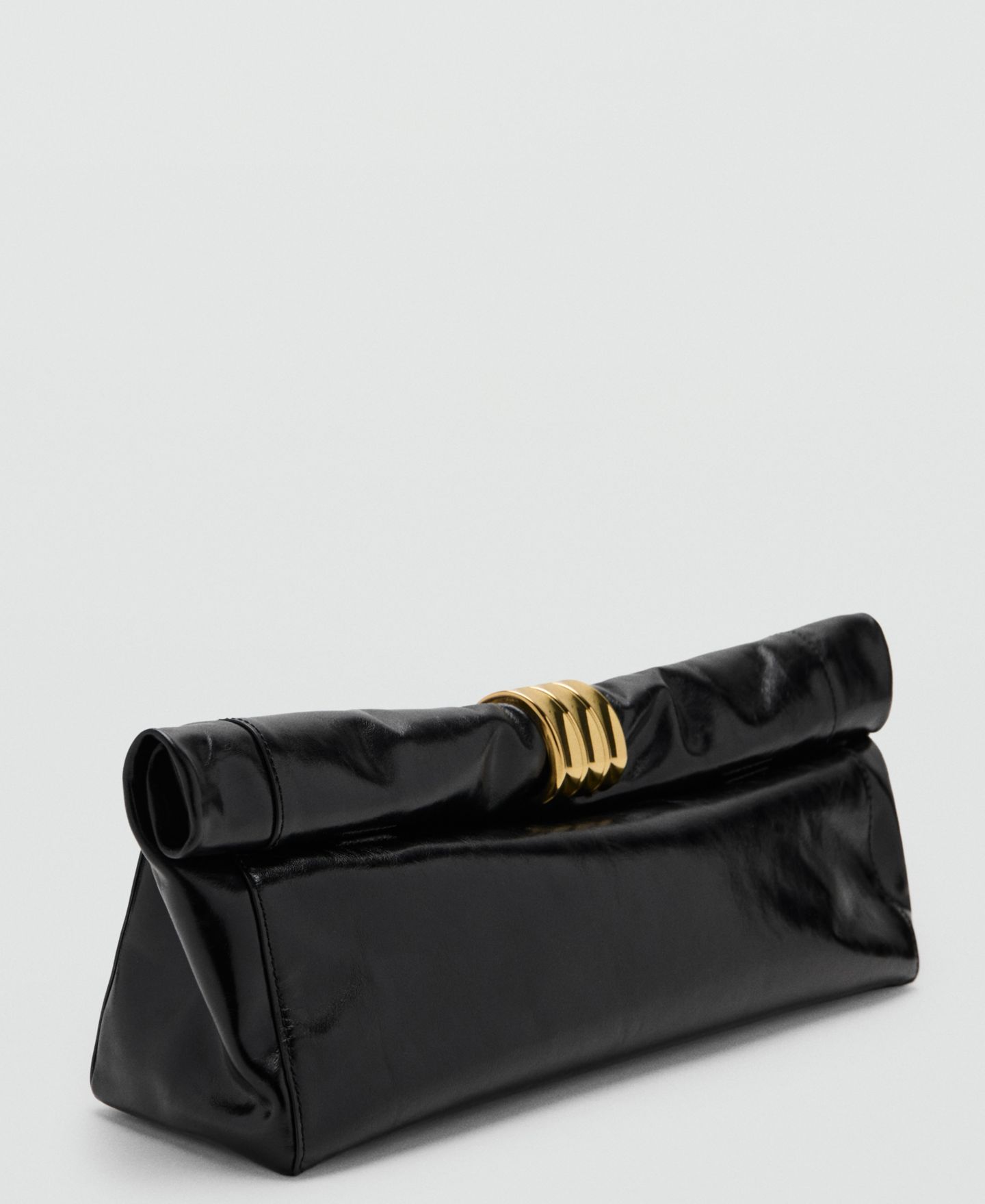 Женская сумка MANGO Starring Hailey Bieber Metal Detail Leather Handbag, цвет: Чёрный — фото 3