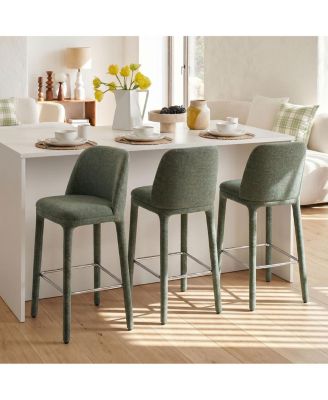 Set of 3 Counter Height Stools With Back, 26.5" Seat Height