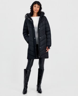 Michael Kors Women's Hooded Faux-Fur Trim Puffer Coat