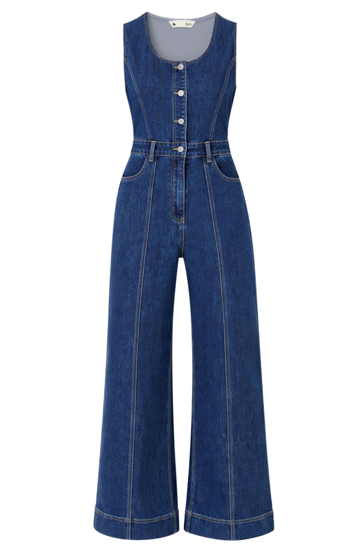 Women's Denim Stretch Fitted Jumpsuit
