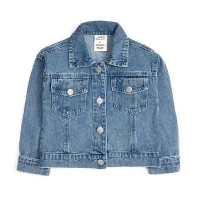 Little Girls Stars and Stripes Patch Denim Jacket
