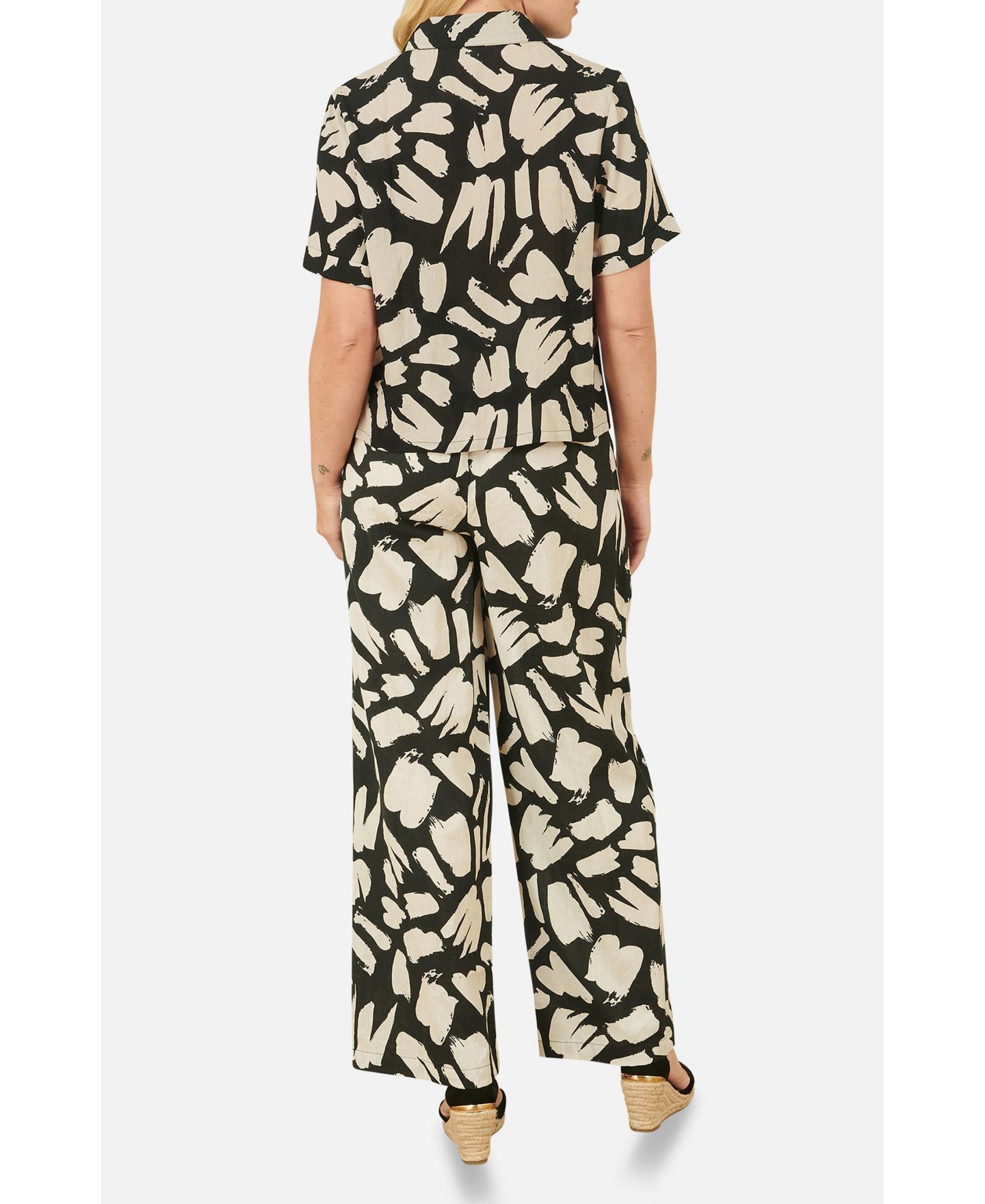 Женские брюки Yumi High Waisted Printed Wide Leg, цвет: Чёрный — фото 3