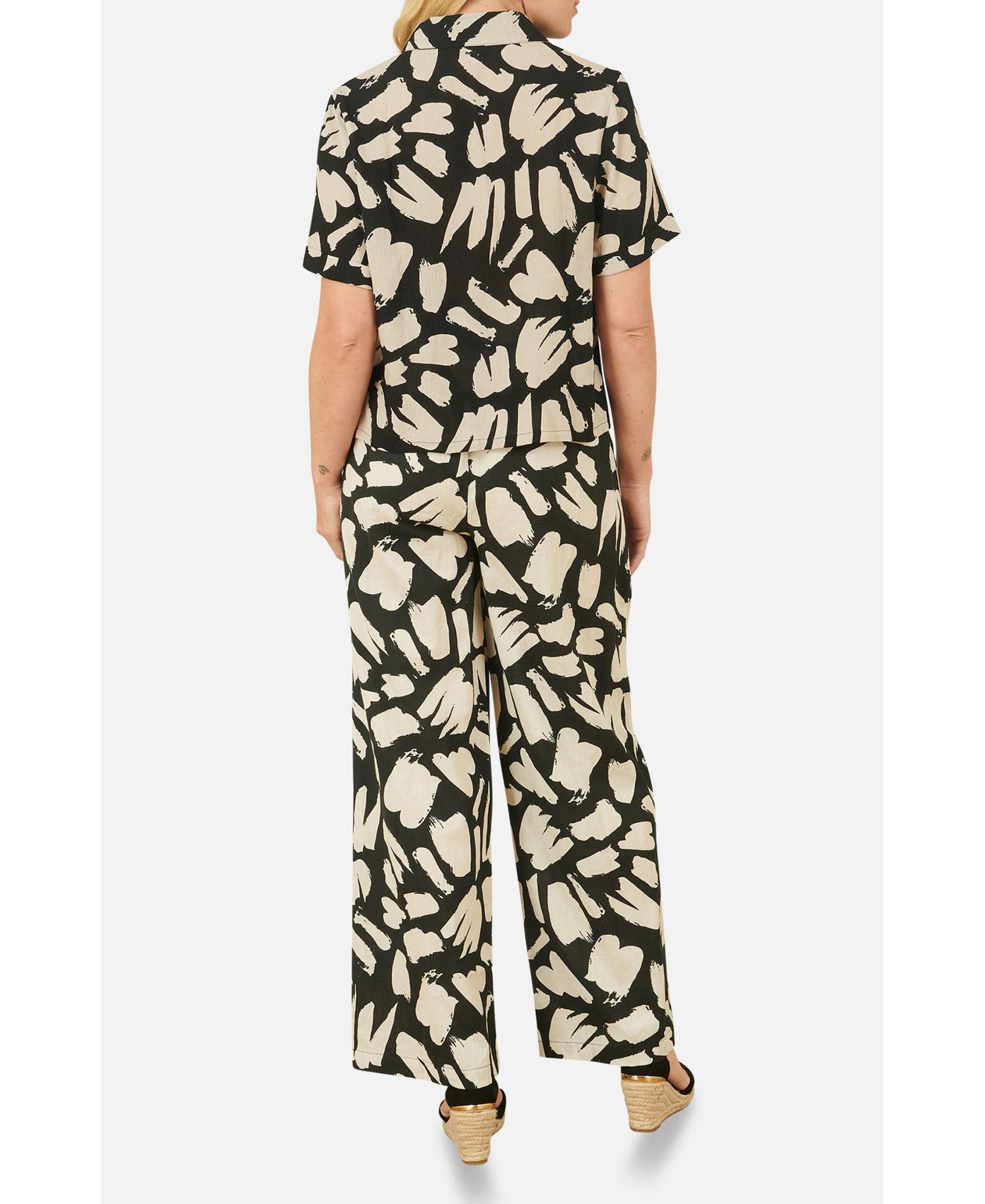 Women's High Waisted Printed Wide Leg Trousers
