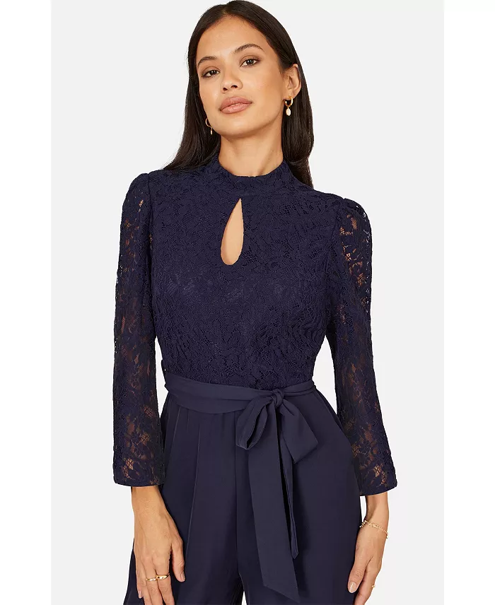 Women's Lace Applique Jumpsuit - thumbnail 7